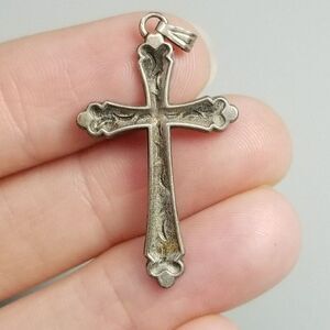 Vintage Sterling Silver Cross Pendant, Signed, Religious, Estate, Charm